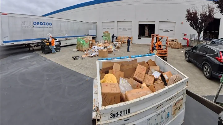 Waste Management front load commercial recycling truck 