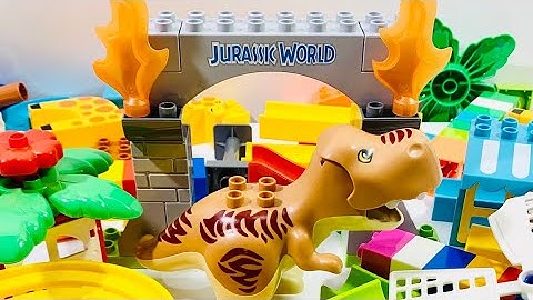 Satisfying Building Blocks Marble Run ASMR Jurassic World Dinosaurs Course