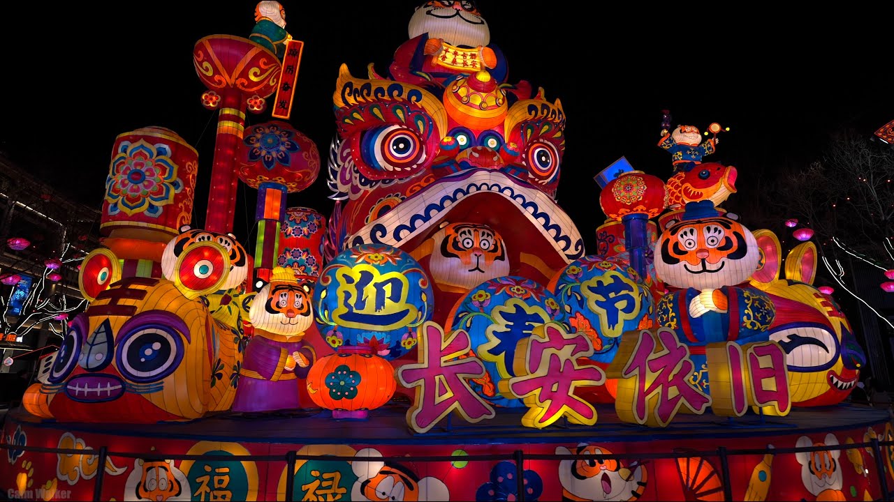 「4K HDR」Datang never night city Shengtang cultural district 西安最美夜景 大唐不夜城