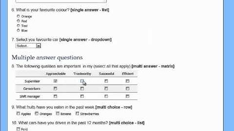 Question types for online surveys