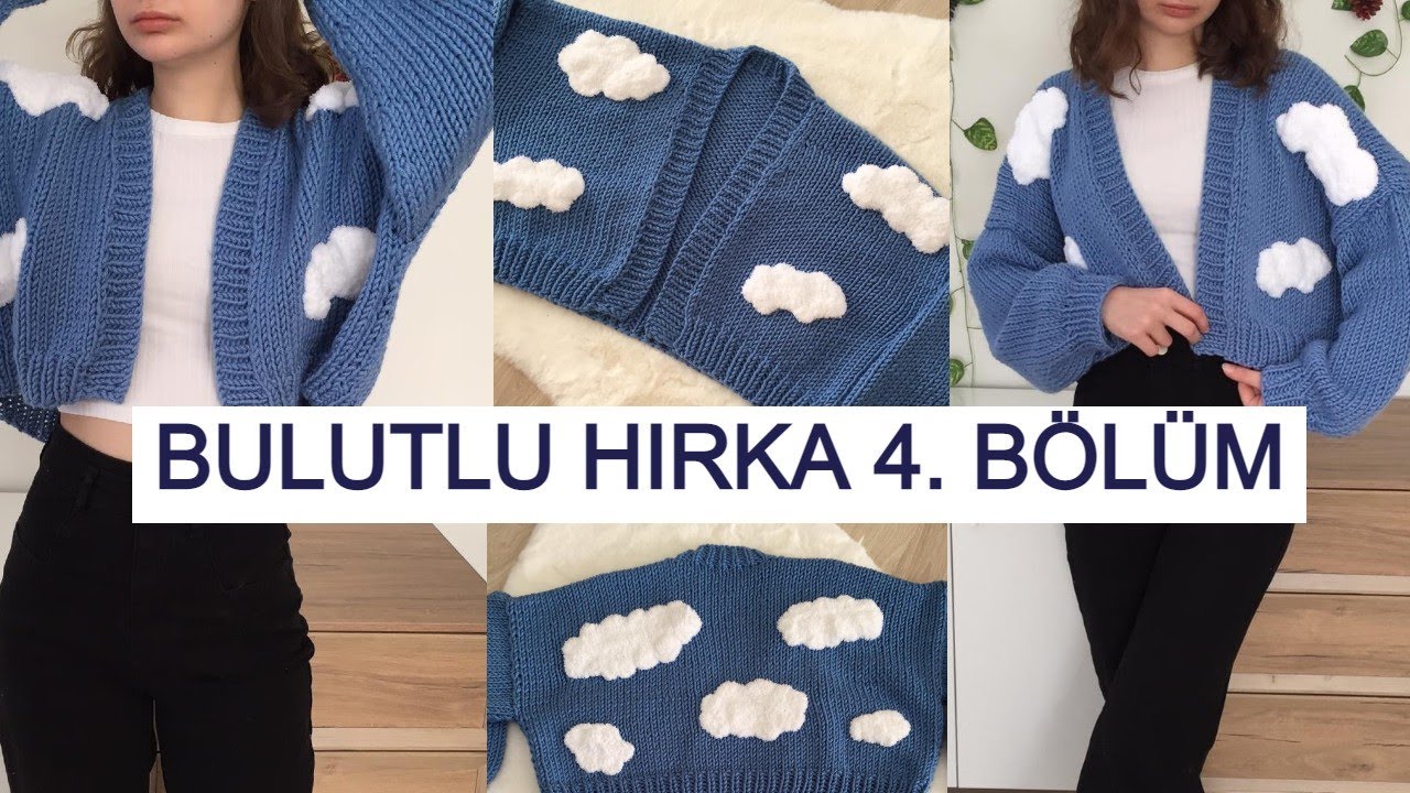 Bulutlu hırka 4.bölüm (dikiş,bulut,ön bant) #knitting #örgü #salaşhırka #hırka #cardigan.