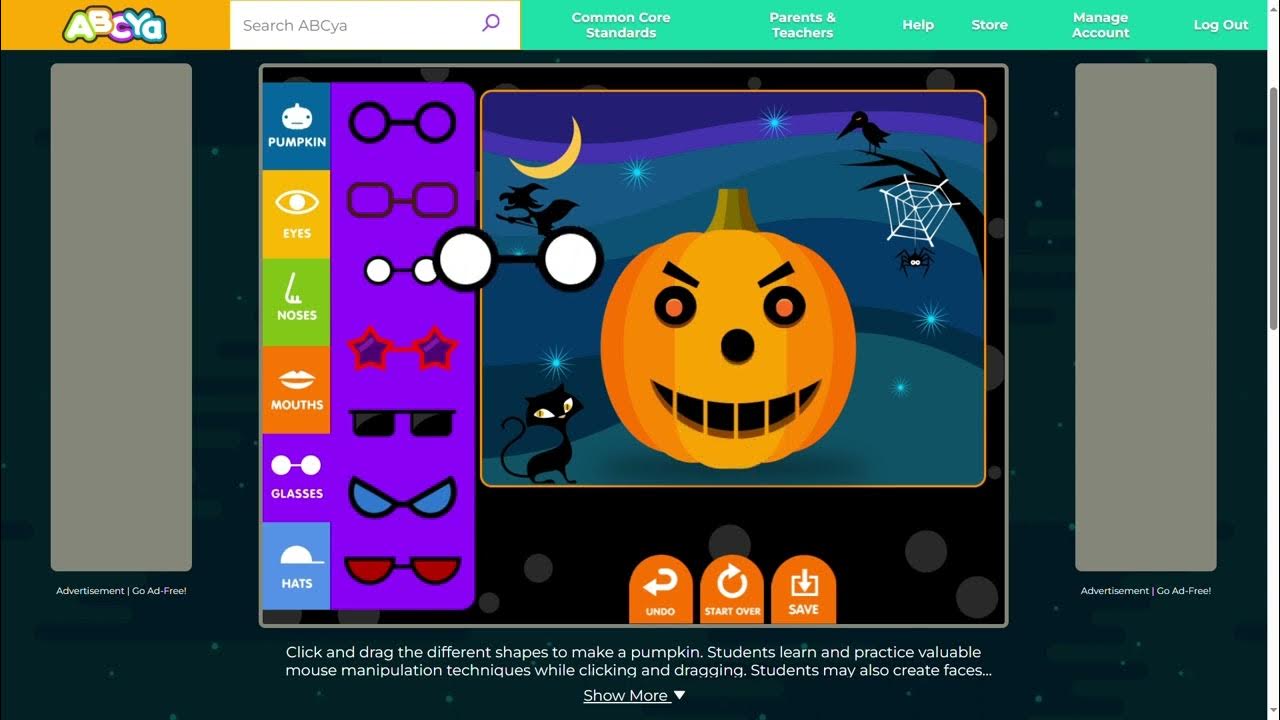 Click and Drag Make a Jack O' Lantern • ABCya! (Halloween) YouTube