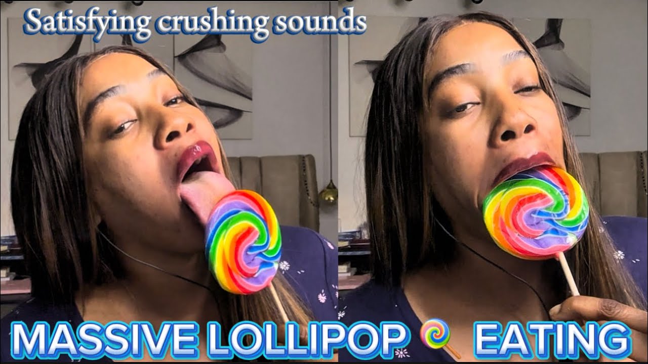 ASMR HUGE  LOLLIPOP EATING & CHEWING🍭 MIXED FLAVOR, TINGLY CLOSE UP MOUTH SOUNDS/ NO TALKING 💦