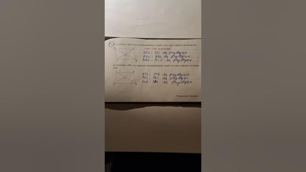 Czworokąt Abcd Jest Równoległobokiem Znajdź Cztery Pary Trójkątów Przystających Czworokąt ABCD jest równoległobokiem. Znajdź cztery pary trójkątów