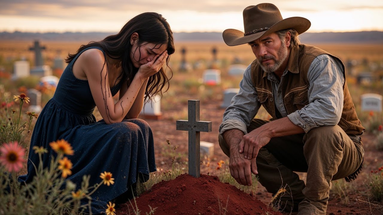 She Was Crying Over a Tiny Grave, The Cowboy Took Off His Hat and Sat Beside Her