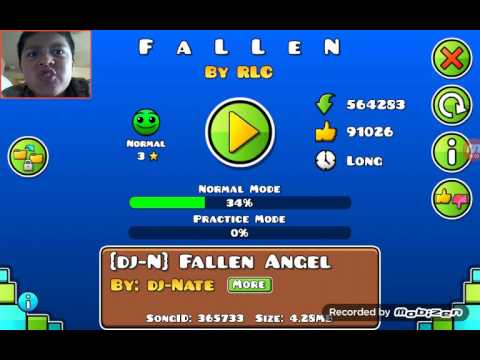 A kid playing geometry  dash   online level and dies