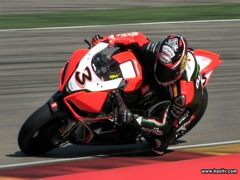 Max Biaggi Aprilia RSV4 R Motorland Aragon SBK Track Test Day