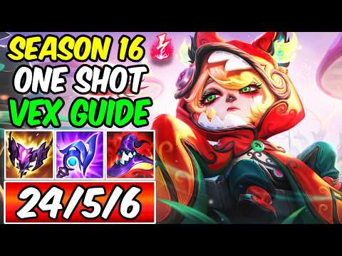 HOW TO PLAY VEX MID & ONE-SHOT | Build & Runes Season 16