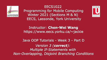 [HD] EECS1022 W21 - Java Tutorials - Week 3 - Part D - V3: Multiple If-Stmts, Disjoint Conditions