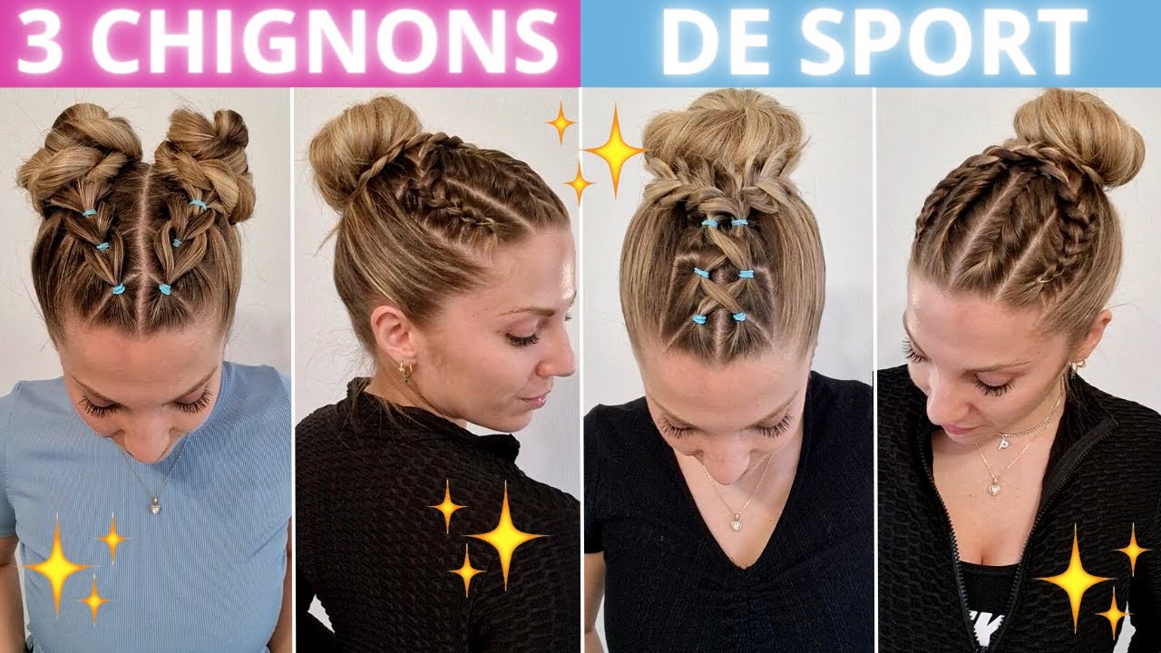 3 COIFFURE CHEVEUX LONG DE SPORT 🎾💦 Heatless coiffure cheveux longs