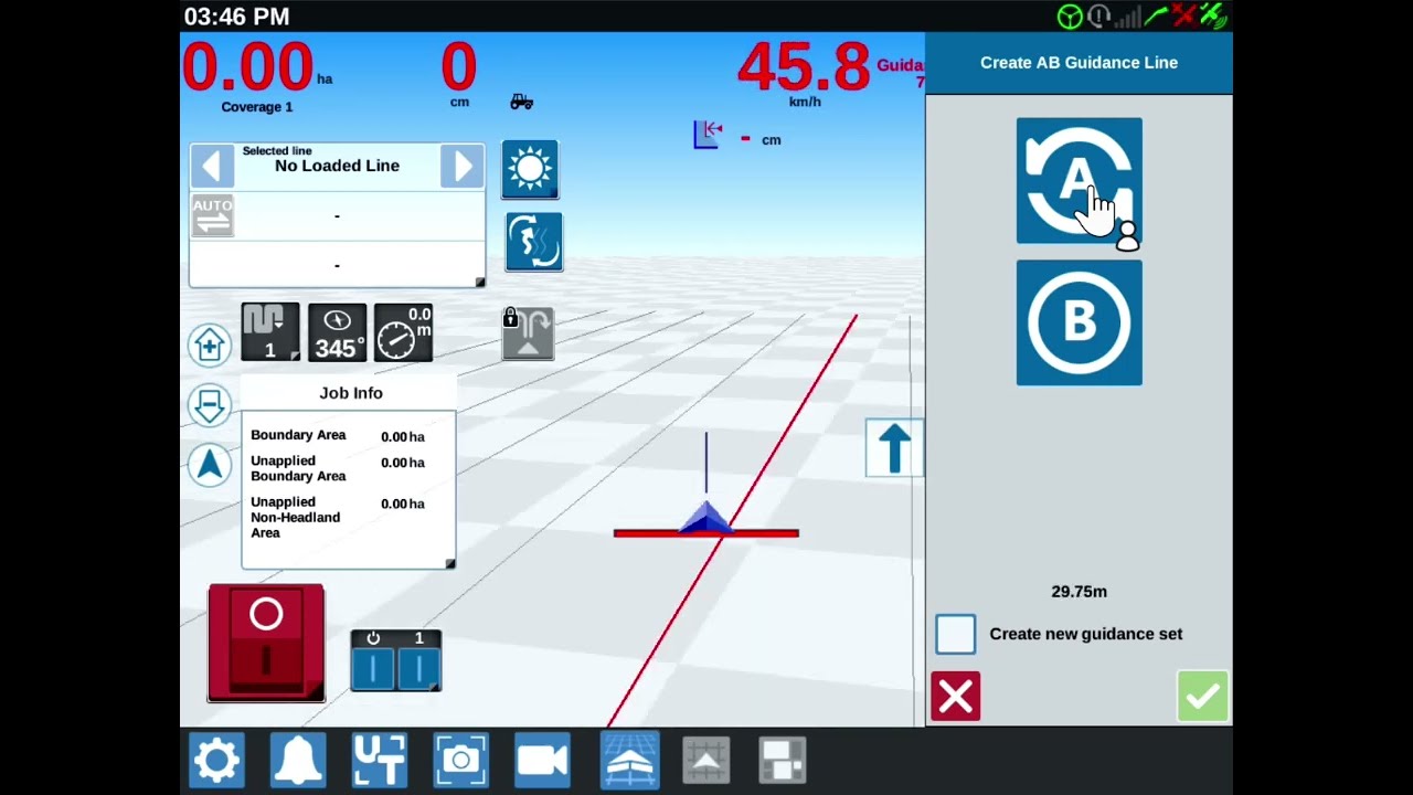 Raven CR12 - Setup working width and start new job