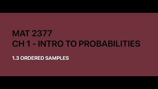 MAT2377 - 1.3 - Ordered Samples (16:19)