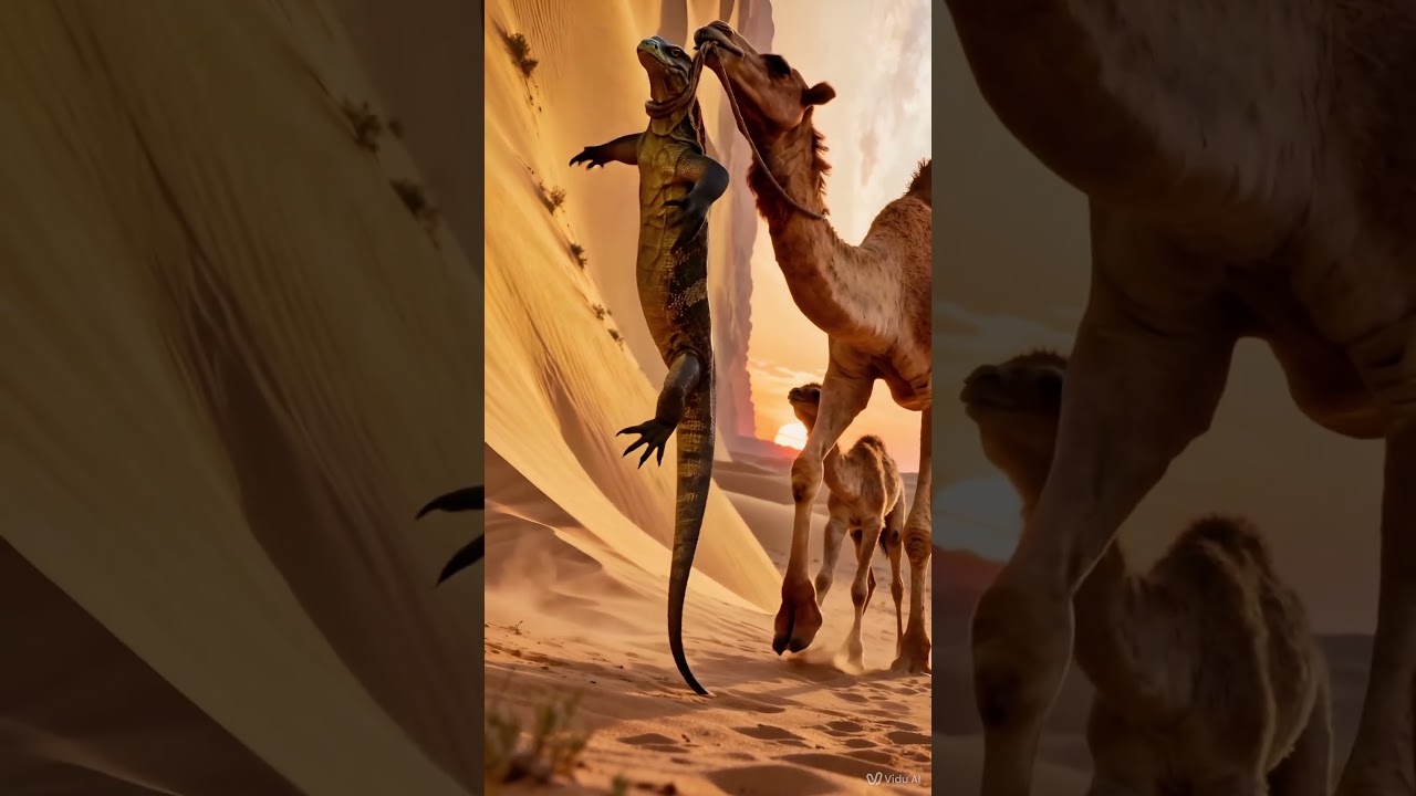 😱 Desert Showdown! Camel Fights Komodo Dragon to Protect Its Baby 🐫🔥🐉 | Unbelievable Real Fight