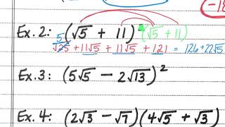 Alg1H lesson 11.9 Multiplication of Binomials containing Radicals