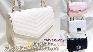 shopee haul tas slingbag premium untuk lebaran! + GIVEAWAY SLINGBAG & VOUCHER SHOPEE