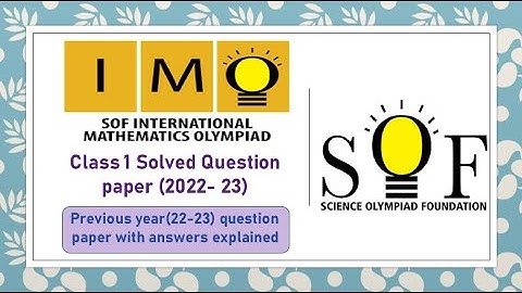 Class 1 SOF IMO Science #olympiad International Mathematics Olympiad solved paper 2022 #educational