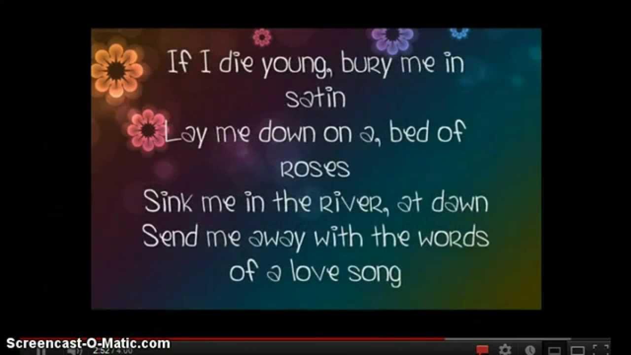 Taylor Swift If I Die Young Lyrics If I Die Young Lyrics No Music - YouTube