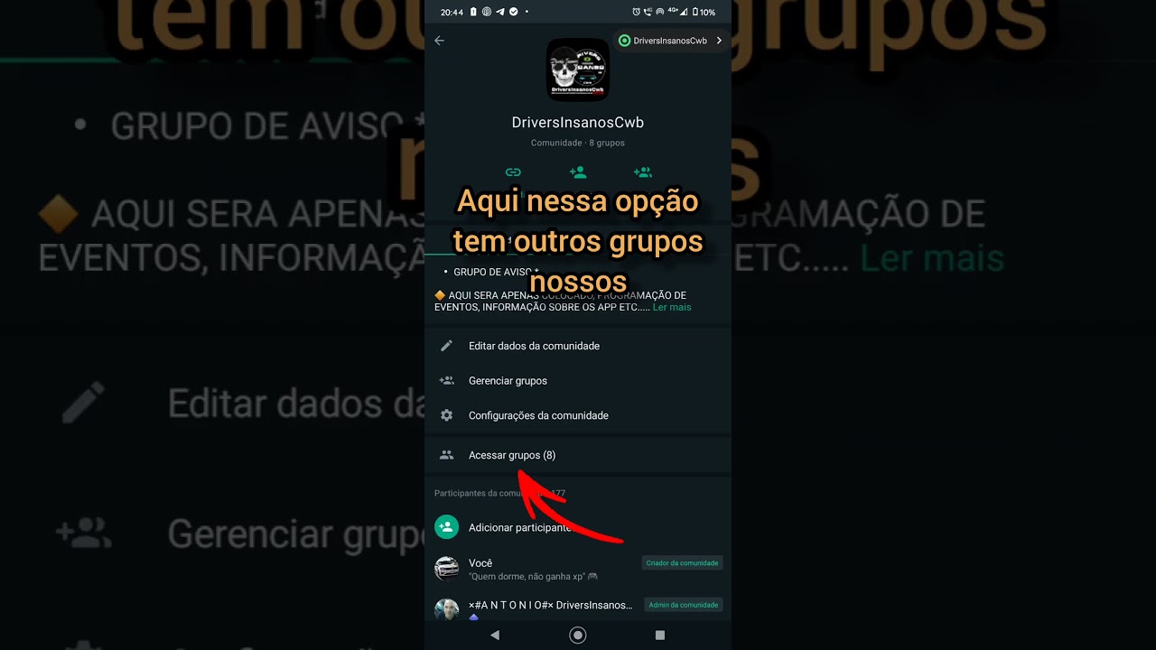 Como acessar os grupos dentro da comunidade no whatsapp do grupo