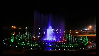 Musical dancing fountain in night multi music mix