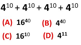 Learn How to Solve a Nice Exponential Problem 4^10+4^10+4^10+4^10, Olympics, @TheMapofMathematics