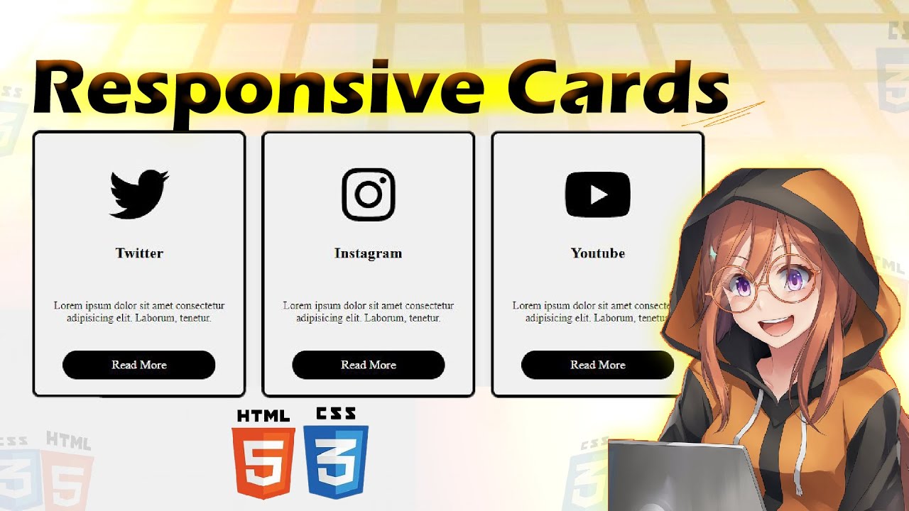 Create Simple Responsive Cards Using Only HTML & CSS - YouTube