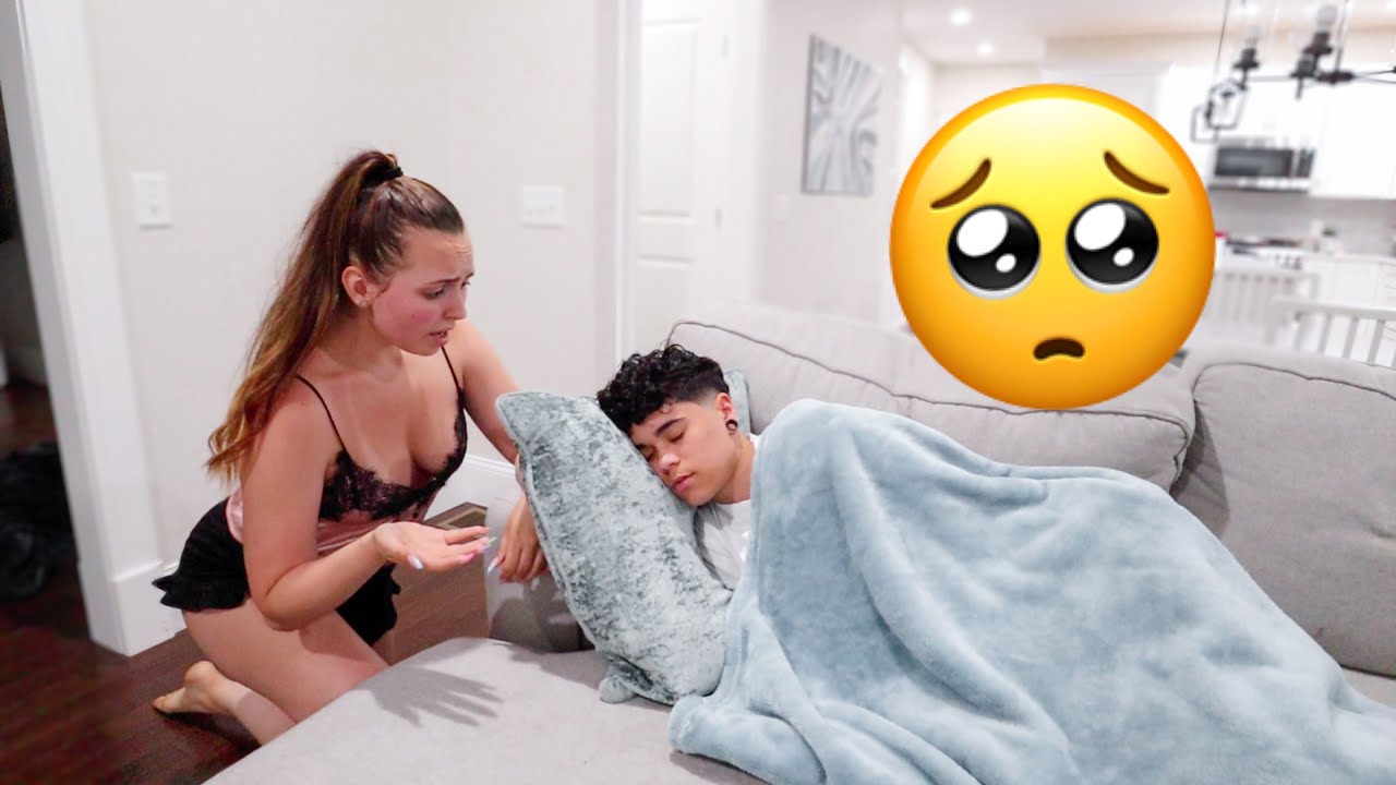 SLEEPING On The COUCH To See How My Girlfriend Reacts! *CUTE*