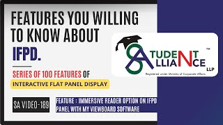 SA-189 | " Explaining Immersive Reader Option on IFPD Panel with My ViewBoard Software"
