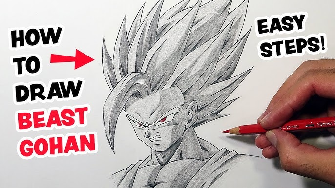 How To Draw Mystic Gohan From Dragon Ball Super: Super Hero! Step By Step  Tutorial! 