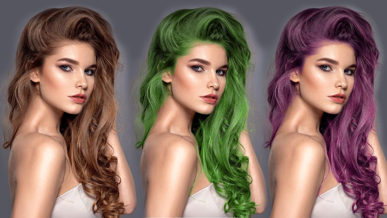 Jak zmienić kolor włosów i ubrań | Adobe Photoshop - YouTube