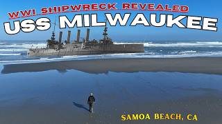USS Milwaukee Shipwreck EXPOSED by Extreme Low Tide in Humboldt County | Samoa, California