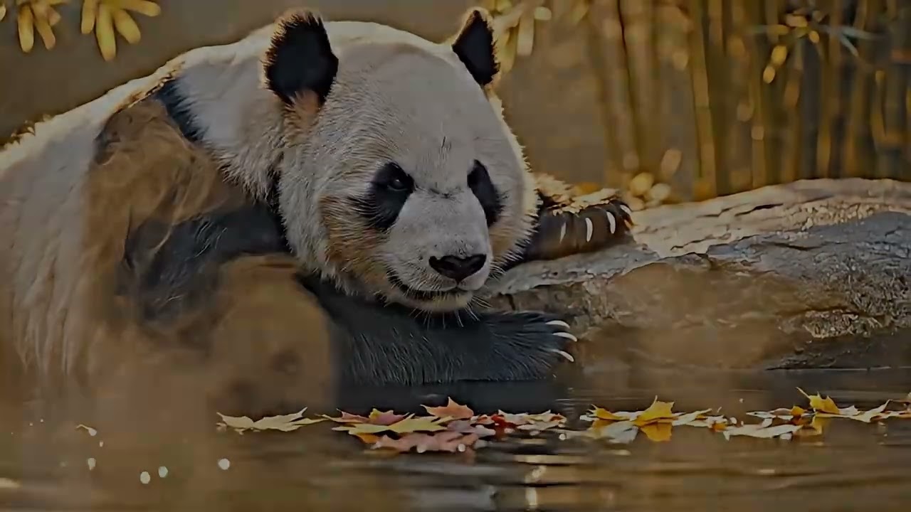 Панда нашла тихое зеркало в пруду | Спокойный документальный фильм о дикой природе