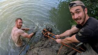 Nasty surprises at the bottom of this river! Magnet fishing