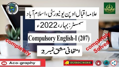 AIOU Code 207 Solved Assignment No.2 Spring 2022 || Subject: English – I || Level: Matric