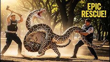 Fearless Officers Battle Giant Python to Save the Trapped Leopard 🐍💥#video #rescue #viralvideo