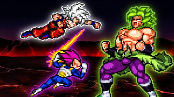 Vegeta DBS V2 (all form) (New) & Goku DBS V3.5 (all form) VS Broly DBS in Jump Force Mugen🔥