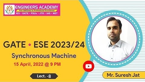 Synchronous Machine | GATE 2023-24 Online Coaching  | EE  |  Free Online Coaching | ESE 2023 |L-8