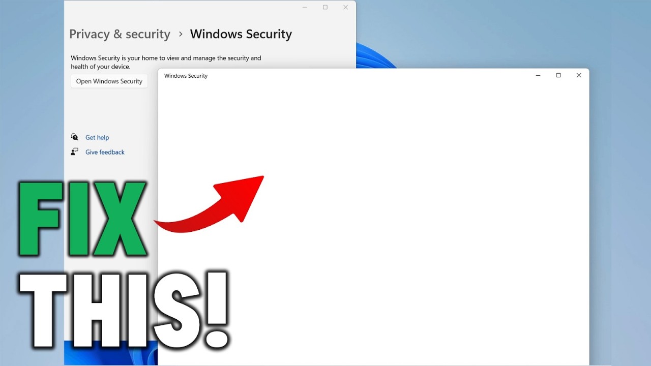 How to fix windows security blank screen issue (windows 11/10) - YouTube