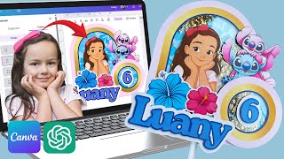 How to make a cake topper shaker with FREE CANVA + DISNEY-style photo, step by step screenshot 4