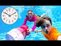 Ellie vs Jimmy 24 Hours in Pool Challenge | The Ellie Sparkles Show