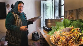 Life in the mountain village of DAGESTAN. Cooking Lezgin pilaf. Russia nowadays