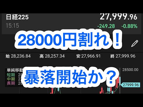 【44】日経平均急落！28000円割れ！ソフトバンク大暴落！SQ通過後に暴落？ヤバイ？日経225オプションが実は1番FIREしやすい！日経平均大暴落　ビットコイン　バイナリー　ダブルスコープ　レバナス