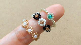 サム　no.940 ビーズの指輪　ビーズリング　ハンドメイド 図で分かりやすく！】かわいいビーズリングの作り方♪ How to make a