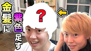 美容室でお任せ！金髪に紫色を足したらこの色になりました！