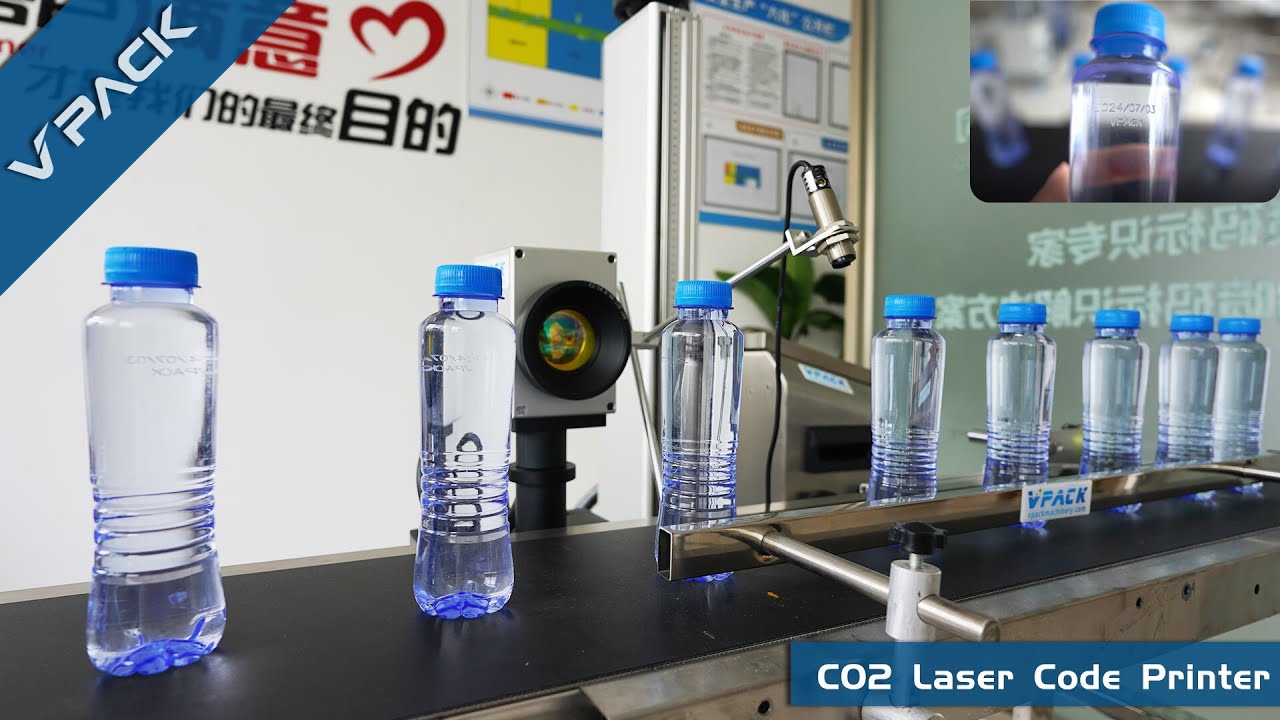 CO2 Laser Code Printer for Drinking Water Bottle Print production date ...