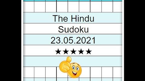Today The Hindu Sudoku 5 Star Solution | 23.05.2021