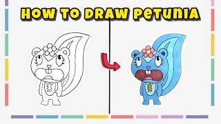 How to Draw Petunia from Happy Tree Friends – Tutorial with Colors