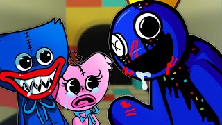Rainbow Friends vs Poppy Playtime | Corrupted Blue & Huggy Wuggy and Kissy Missy | FNF Animation