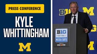 Michigan Football Head Coach Kyle Whittingham takes the main podium at Big Ten Media Days in Chicago