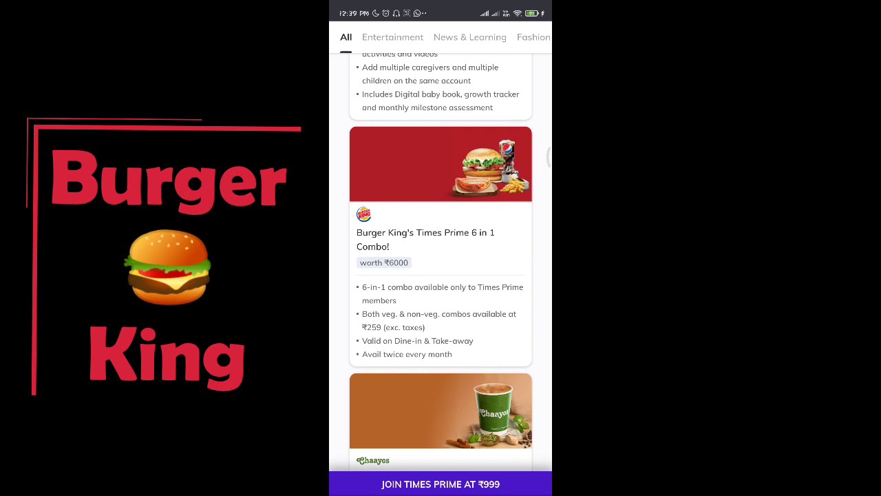 Times Prime | Offer Offer Offer | Google one, zee5, gaana+,Burger 🍔 King , and lot more