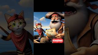 The pirate cat and the old fisherman were very surprised to see someone carrying a treasure map